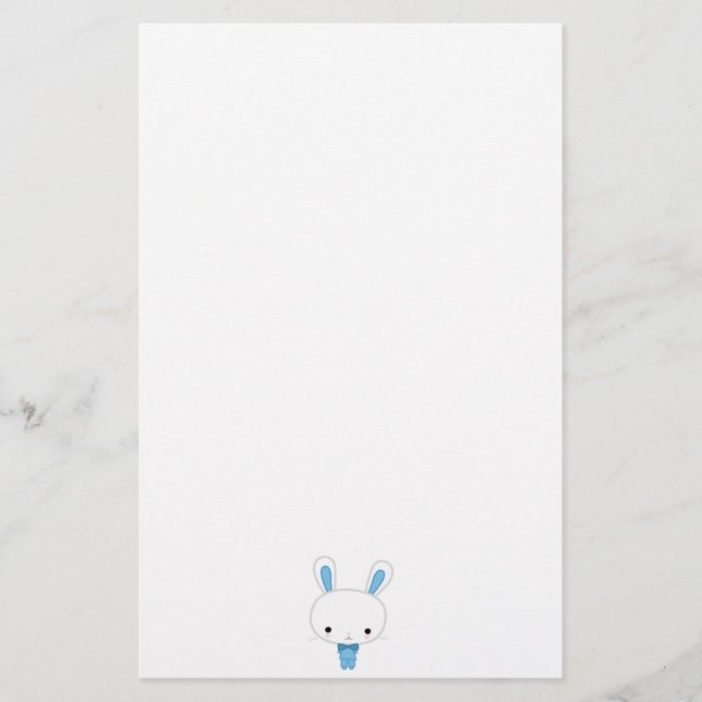 Cute Blue Kawaii Bunny Stationery (Front)