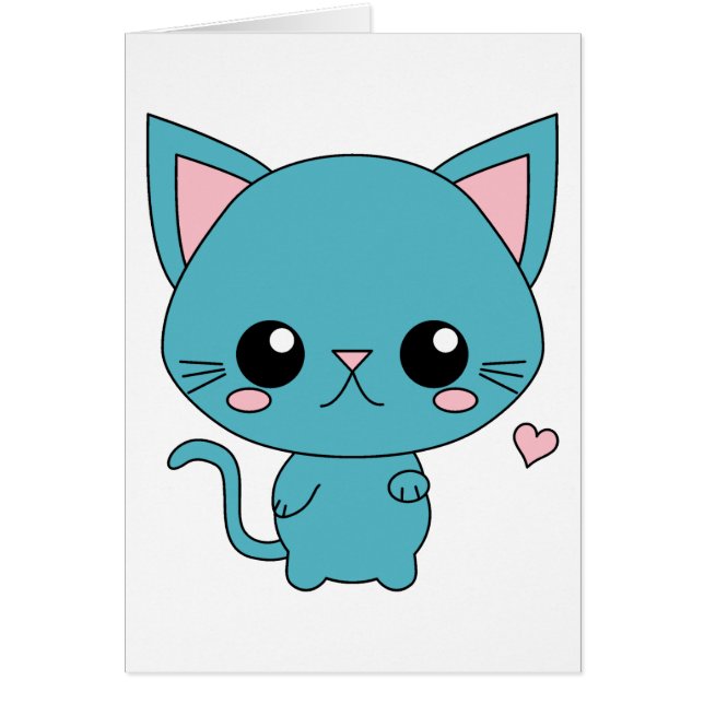 Cute Blue Kawaii Cat (Front)