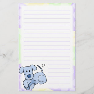 Cute Blue Kawaii Dog Stationery (Lined)