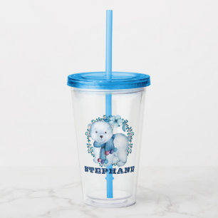 Cute Blue Kids Polar Bear Acrylic Tumbler
