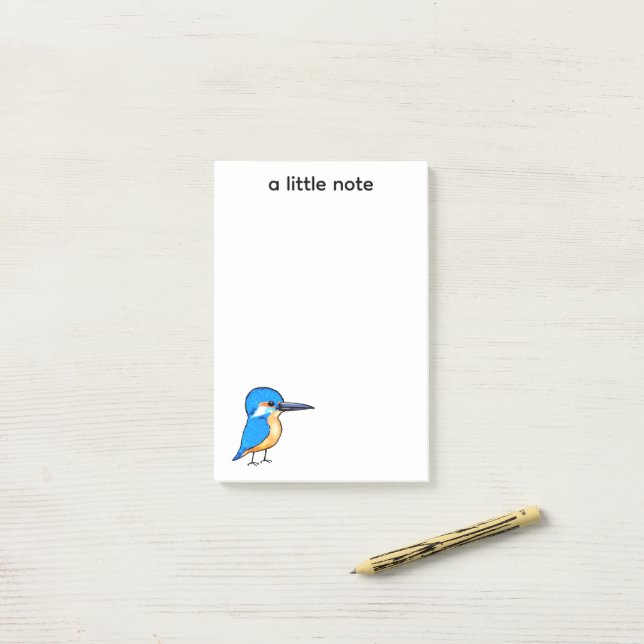 Cute Blue Kingfisher Bird Art Post-it Notes (On Desk)