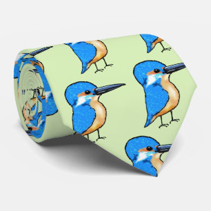 cute blue kingfisher bird tie