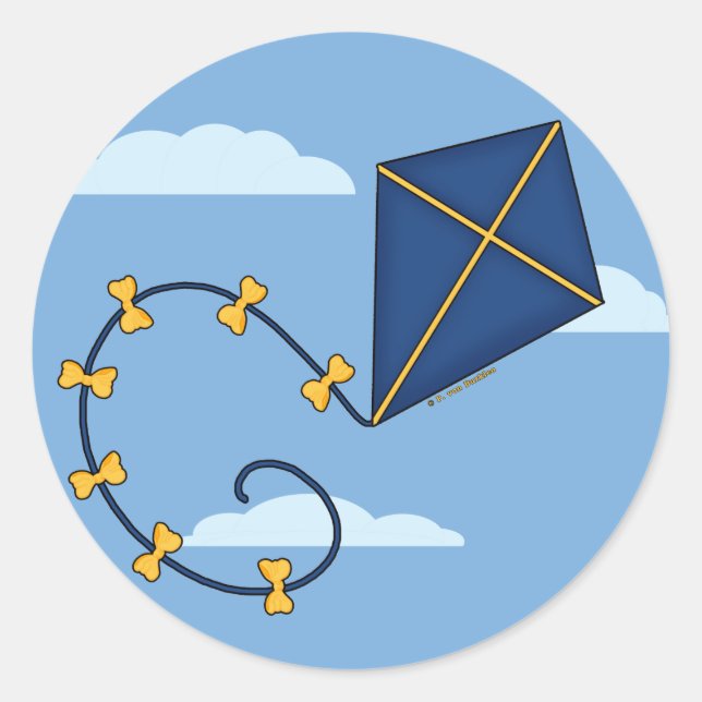 Cute Blue Kite Stickers (Front)