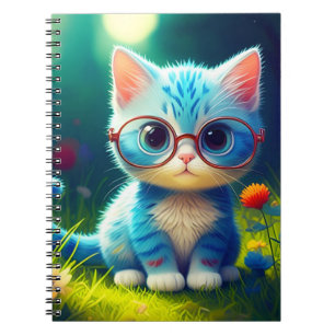 Cute Blue Kitten Wearing Glasses-276548 Notebook