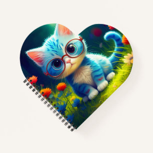 Cute Blue Kitten Wearing Glasses-47067 Notebook