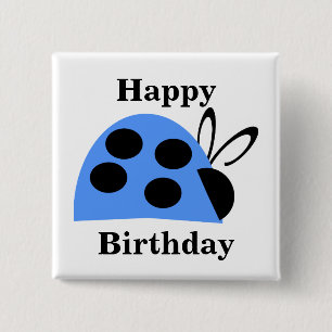 Cute Blue Ladybug Birthday 15 Cm Square Badge