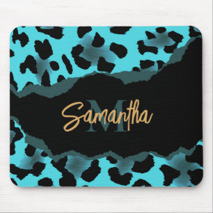 Cute Blue Leopard Print Mouse Mat