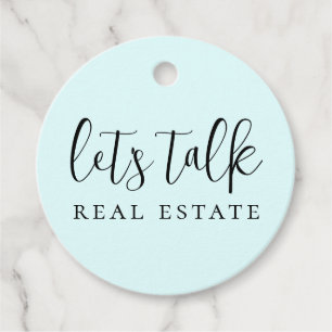 Cute Blue Let's Talk Real Estate Favour Tags