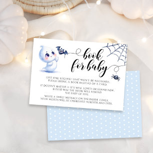 Cute Blue Little Boo Book For Baby Boy Shower RSVP Card