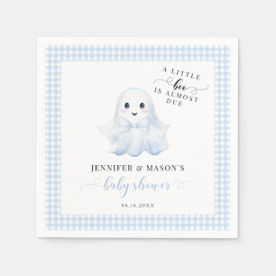 Cute Blue Little Boo Ghost Bow Baby Boy Shower Napkin