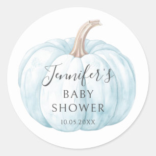 Cute Blue Little Pumpkin Baby Boy Shower Stickers