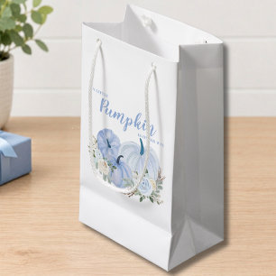 Cute Blue Little Pumpkin Baby Shower Small Gift Bag