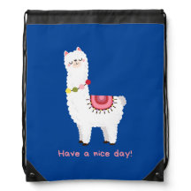 Cute blue Llama Alpaca Lama Have A Nice Day