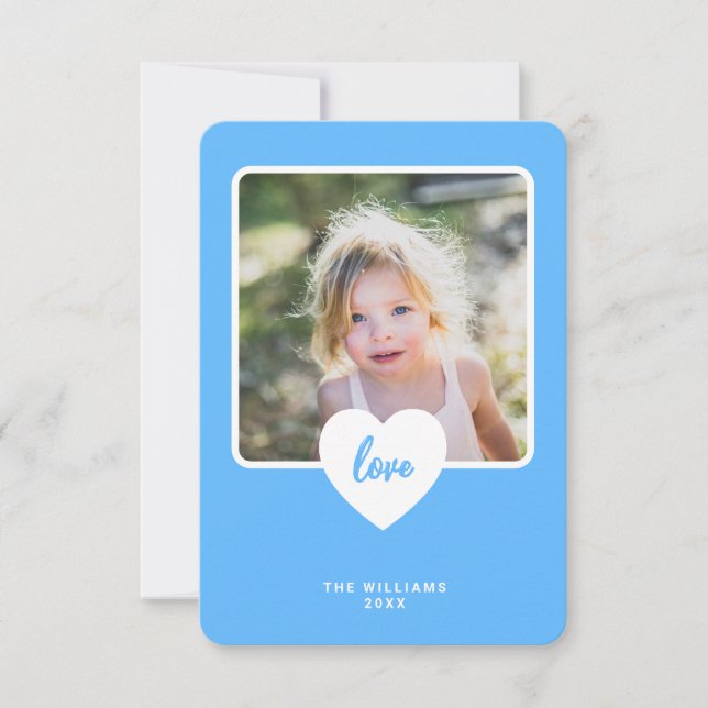 Cute Blue Love Classroom Photo Valentines Day Card (Front)