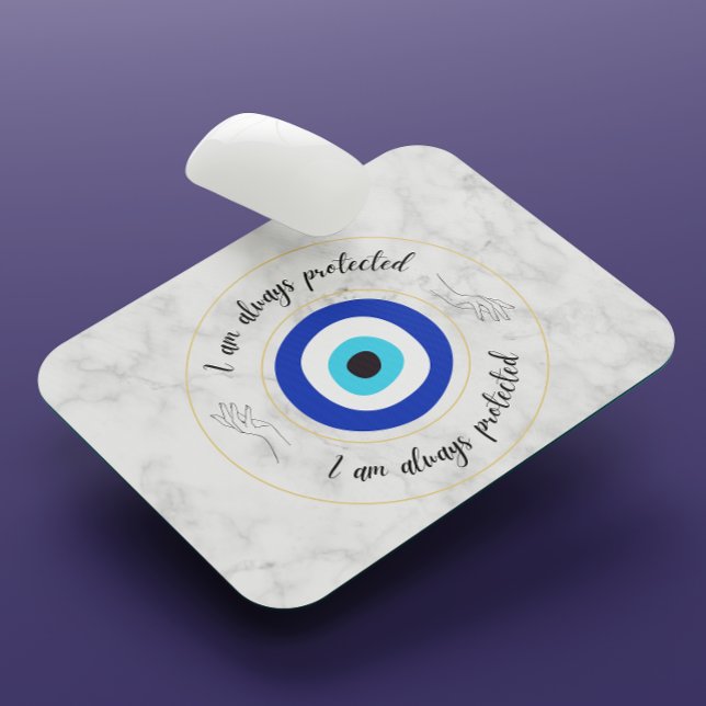 Cute Blue Marble Greek Eye Gold Typography  Mouse Mat (Creator Uploaded)