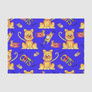 Cute Blue Meow Cats Tissue Paper