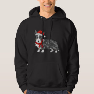 Cute Blue Merle Cardigan Corgi Christmas Santa Hat Hoodie