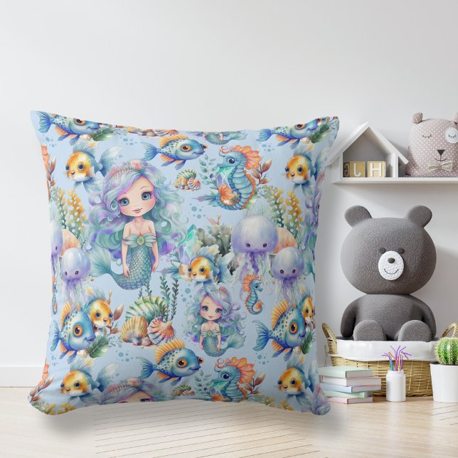 Cute Blue Mermaid Pillow (Creator Uploaded)