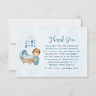 Cute Blue Mobile Crib baby Cot Baby Shower  Thank You Card