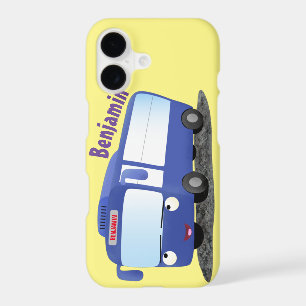 Cute blue modern bus cartoon illustration