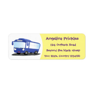 Cute blue modern bus cartoon illustration