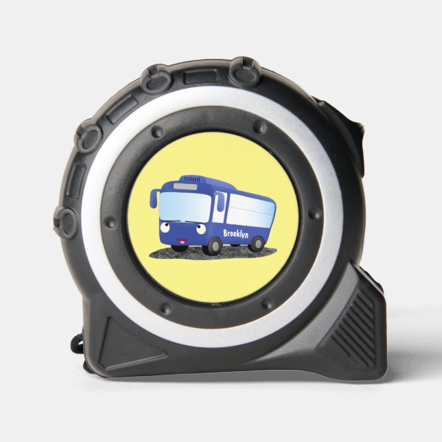 Cute blue modern bus cartoon illustration 1 (Front)