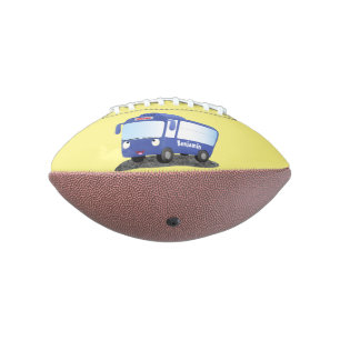 Cute blue modern bus cartoon illustration american football