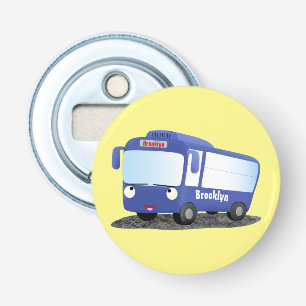 Cute blue modern bus cartoon illustration bottle opener
