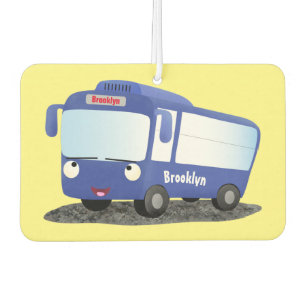 Cute blue modern bus cartoon illustration  car air freshener