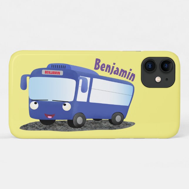 Cute blue modern bus cartoon illustration Case-Mate iPhone case (Back (Horizontal))