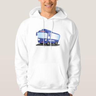 Cute blue modern bus cartoon illustration hoodie