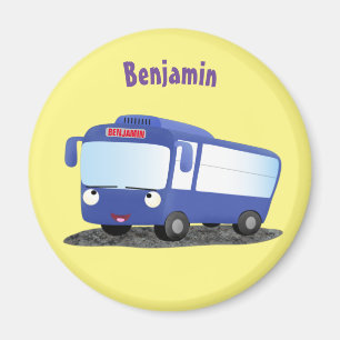 Cute blue modern bus cartoon illustration magnet