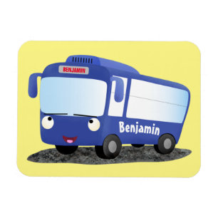 Cute blue modern bus cartoon illustration magnet
