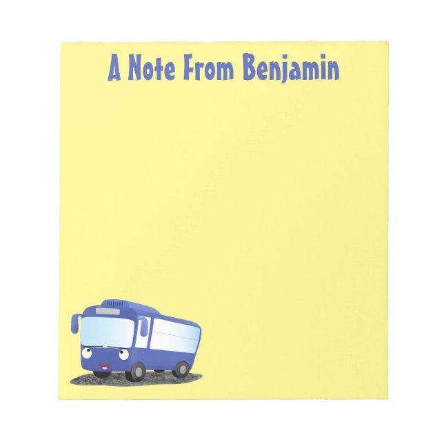Cute blue modern bus cartoon illustration notepad (Front)