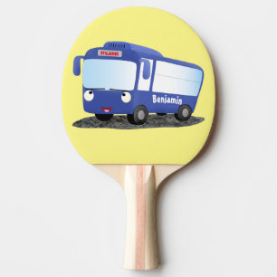 Cute blue modern bus cartoon illustration ping pong paddle