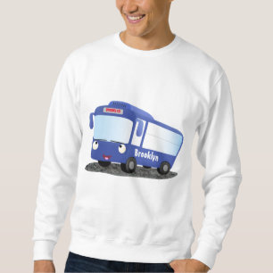Cute blue modern bus cartoon illustration sweatshirt