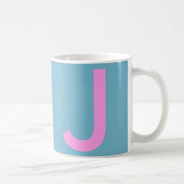 Cute Blue Monogram Travel Coffee Mug (Right)