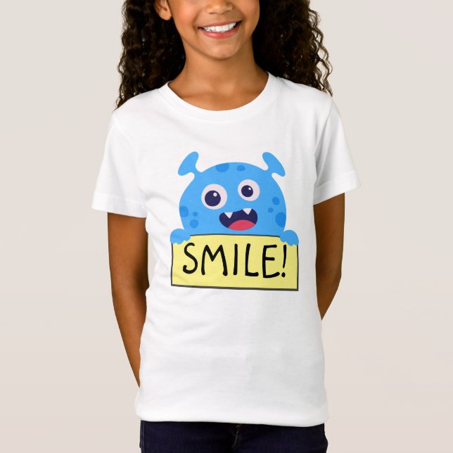 Cute Blue Monster Buddy  T-Shirt (Front)
