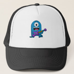 cute blue monster guitarist.png trucker hat