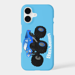 Cute blue monster truck cartoon illustration