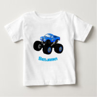 Cute blue monster truck cartoon illustration
