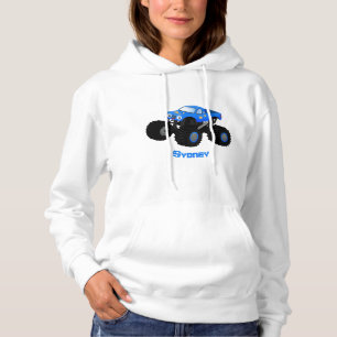 Cute blue monster truck cartoon illustration hoodie