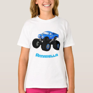 Cute blue monster truck cartoon illustration T-Shirt