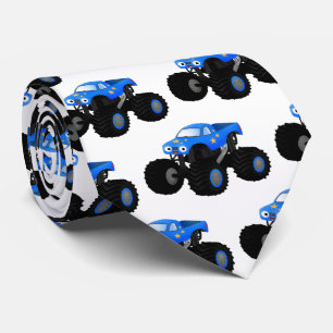 Cute blue monster truck cartoon illustration tie