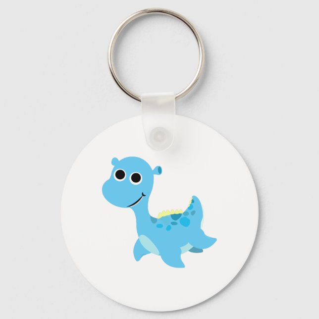 Cute Blue Nessie Key Ring (Front)