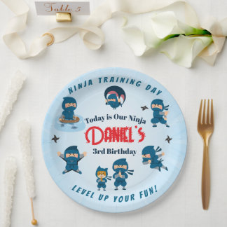 Cute Blue Ninja Squad Boy Birthday Party Paper Plate