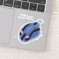 Cute blue nudibranch sea slug cartoon illustration