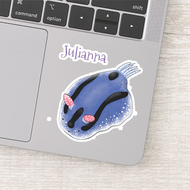 Cute blue nudibranch sea slug cartoon illustration (Detail)