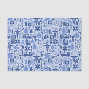 Cute Blue Nurse Doctor Medical Pattern Tissue Paper