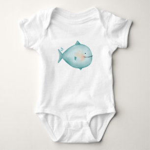 Cute Blue Ocean Shark Kids Baby Bodysuit